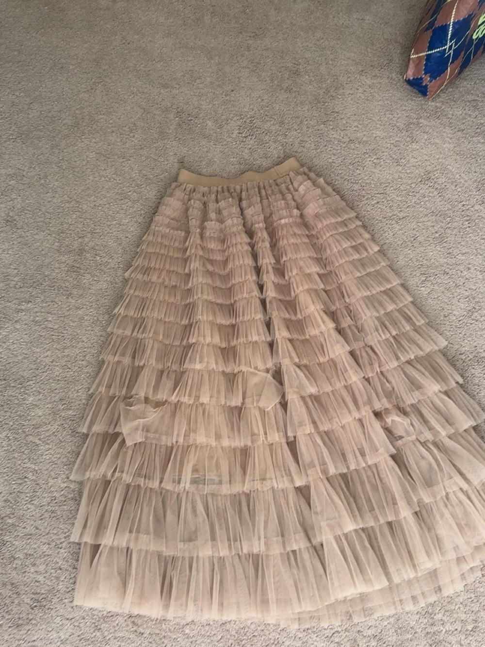 Amazon Tiered Tulle Maxi Skirt in Taupe Beige
